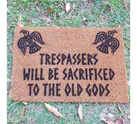 Old Gods Trespassers Door Mat - Viking Decor - Magic Decore - Pagan Mat - Norse Homewares - Halloween Day Non Slip Floor Mat for Home Bathroom Kitchen Entrance 24X16 Inch