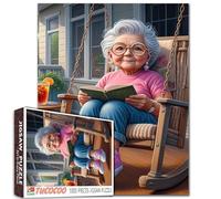 Old Grandma Reading Newspaper Jigsaw Puzzle 1000 Pieces for Adults 27 x 20 Inches HD Quality Puzzles for Families,Relaxing Time Afternoon Tea Puzzle Gift Perfect for Party Game Gifts