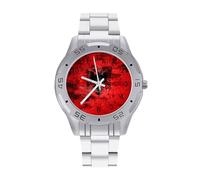 Old Grunge Albania Flag Men's Watches Stainless Steel Watch Strap Analog Quartz Watch Business Wristwatches