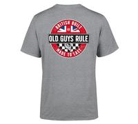 OLD GUYS RULE 'British Built IV' T-Shirt, Sport Grey, Polycotton, Regular Fit, Short Sleeve, Graphic Print, Men's (UK, Alpha, XXL, Regular, Regular, Standard, Sports Grey)
