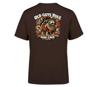 OLD GUYS RULE Man Cave T-Shirt, Chocolate Brown, 100% Cotton, Regular Fit, Graphic Print (UK, Alpha, 3XL, Regular, Regular, Standard, Chocolate)