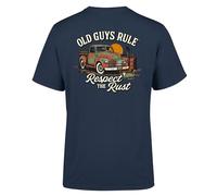 OLD GUYS RULE 'Respect the Rust' Graphic T-Shirt, Blue Dusk, Regular Fit, Polycotton, Casual Style (UK, Alpha, XXL, Regular, Regular, Standard, Blue Dusk)