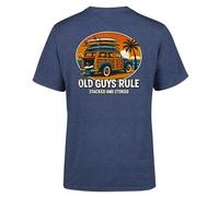 OLD GUYS RULE Stacked and Stoked T-Shirt, Heather Navy, Graphic Print, Short Sleeve, Regular Fit, Men's Casual Wear