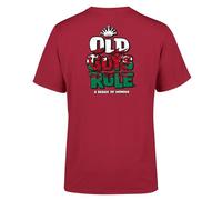 OLD GUYS RULE Stacked Logo Home Nations Wales T-Shirt, Cardinal Red, Graphic Print, Regular Fit, Men's (UK, Alpha, XXL, Regular, Regular, Standard, Cardinal Red)