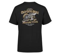 OLD GUYS RULE Vintage Motorcycles V T-Shirt, Black, Regular Fit, Short Sleeve, Graphic Print, Men's (UK, Alpha, L, Regular, Regular, Standard, Black)