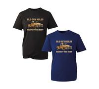 Old Guys Rules Respect The Rust T-Shirt, Retro Mens Old Classic Vintage Car Lovers Unisex Kids Adults Tee Top (Navy, 2XL)