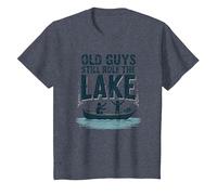 Old Guys Still Rule The Lake Fishing Boat Humor, fishings T-Shirt, Kids, Heather Blue, 8 Years