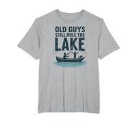 Old Guys Still Rule The Lake Fishing Boat Humor, fishings T-Shirt, Men's Big and Tall, Heather Grey, 2X Tall