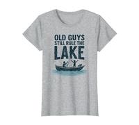 Old Guys Still Rule The Lake Fishing Boat Humor, fishings T-Shirt, Women, Heather Grey, XL