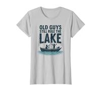 Old Guys Still Rule The Lake Fishing Boat Humor, fishings T-Shirt, Women, Silver, 3XL