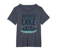 Old Guys Still Rule The Lake Fishing Boat Humor, fishings T-Shirt, Women's Plus, Heather Blue, 3X