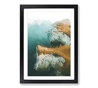 Old Harry Rocks in Dorset Framed Wall Art Print A2 Black