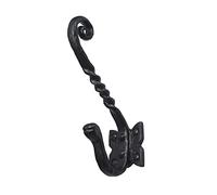 Old Hill Ironworks 145mm Antique Barley Twist Hat & Coat Hook - Black