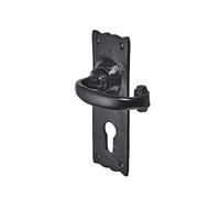 Old Hill Ironworks 158mm x 55mm Antique Burford Suite Lever Euro Cylinder Handles, Black