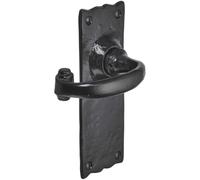 Old Hill Ironworks Burford Suite Black Door Handles Internal - Traditional Wrought Iron Lever Latch Door Handle Set - Antique Style Handles for Victorian Georgian Cottage Farmhouse Doors - 158mm x 55m