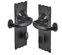 Old Hill Ironworks Burford Suite Door Handles 158mm x 55mm - Antique Black Cast Iron - Lever Latch, Lock & Bathroom Handles (Bathroom Handle)