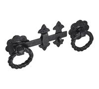 Old Hill Ironworks Gate Latch 8" (210mm) - Fleur De LYS Heavy Duty Twisted Ring Gate Latch - Rustic Wrought Iron Style Latch for Garden Gates, Fence Gates, Shed Doors & Barn Doors