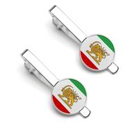 Old Historic Iran Iranian Flag 2 Pcs Tie Clips for Men Tie Bar Tie Pins for Regular Ties Wedding Business