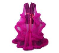 Old Hollywood Feather Robe Sexy Boudoir Robe, Feather Bridal Robe Tulle Illusion Long Wedding Scarf New Custom Made,club dresses sexy,G
