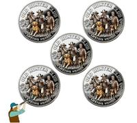 Old Hunter Club Lucky Coin & Lifetime Glory Medal Commemorative Coin, Gift for Old Hunters Deer Hunters Outdoor Enthusiasts (5PCS)