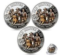 Old Hunter Club Lucky Coin, Lucky Hunting Challenge Coin,Old Hunter Club Lifetime Glory Medal Commemorative Token,Hunting Collectible Tokens Gift for Old Hunters and Outdoor Lovers (3PCS)