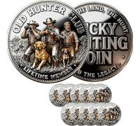 Old Hunter Club Lucky Coin, Old Hunter Club Lifetime Glory Medal Commemorative Token, Lucky Hunting Challenge Coin, Gift for Old Hunters Deer Hunters Outdoor Enthusiasts (10pcs)
