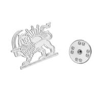 Old Iran Persia Flag Lapel Pins, Iran Map Brooch Pins, Stainless Steel Persia Iran Flag Lion and Sun Crown Lapel Brooch, Badge Souvenir Series Gifts (# X)