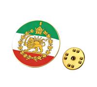 Old Iran Persia Flag Lapel Pins, Iran Map Brooch Pins, Stainless Steel Persia Iran Flag Lion and Sun Crown Lapel Brooch, Badge Souvenir Series Gifts (# M)