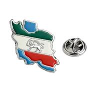 Old Iran Persia Flag Lapel Pins, Iran Map Brooch Pins, Stainless Steel Persia Iran Flag Lion and Sun Crown Lapel Brooch, Badge Souvenir Series Gifts (# F)