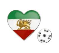 Old Iran Persia Flag Lapel Pins, Iran Map Brooch Pins, Stainless Steel Persia Iran Flag Lion and Sun Crown Lapel Brooch, Badge Souvenir Series Gifts (# R)
