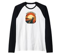 Old Iron Timeless Ride Classic Car Sunset Road Raglan Baseball Tee