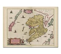 Old Isle of Mull Map | Mvla Insvla | Old Antique Map | 1665 | Blaeu Map | Tobermory, Kilchoan, Kintyre, Craignure, Calgary, Salen (200gsm Silk, 24 x 18in)