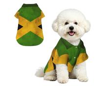 Old Jamaican Flag Breathable Hawaiian Dog Shirt Summer Button Up Top for Small Medium Dogs M
