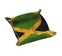 Old Jamaican Flag Pattern Key Dish for Ladie Men Table Valet Dresser Tray for Pocket Stuff Dice Coins Wallet Watch Rings Sunglasses