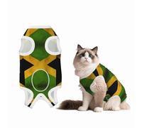 Old Jamaican Flag Pet Recovery Suit for Dogs - Soft Cotton Surgical Recovery Suit to Prevent Licking, Prevent Licking Puppy Onesies, Black