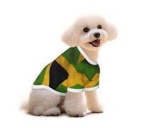 Old Jamaican Flag Print Cotton Dog T Shirt Breathable Soft Pet Clothes, for Small Medium Large Dogs Cats