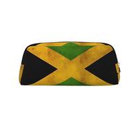 Old Jamaican Flag Print Pencil Case, Pencil Pouch with Zipper, Portable Stationery Organizer pencil bag - Office Travel, Silver, One Size, Art Deco