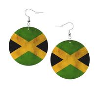 Old Jamaican Flag Prints Leather round earrings Pendant Stylish and beautiful Lightweight Dangle for Women Girls