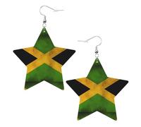 Old Jamaican Flag Prints Leather star earrings Pendant Stylish and light Lightweight Dangle for Women Girls, One Size, Leather, No Gemstone