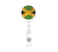 Old Jamaican Flag Retractable Badge Holder is Durable Sturdy Comes with A Lanyard for Office Hospital Staff Wearing