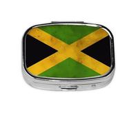 Old Jamaican Flag Square Pill Box Lightweight and Portable, with 2 Plastic Inserts, Suitable for Carrying in Pockets or Wallets.