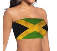 Old Jamaican Flag Women's Strapless Bandeau Top Non-Slip Comfy Black