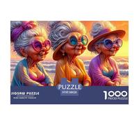 Old Ladies Beach Great Gift Idea 1000 Piece Jigsaw Puzzle -Old Besties Cool Daily Cartoon Art for Adults Men And Women Educational Game Challenge38x26cm/1000pcs