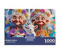 Old Ladies Goat Van Fun And Challenging Family Game 1000 Pieces Puzzle -Old Ladies Camper Van Trip for Adults Kids Great Gift Idea38x26cm/1000pcs