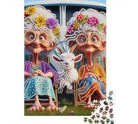 Old Ladies Goat Van1000pc Durable Cardboard Knitting Grannies Jigsaw Puzzle Adults 12+ Challenging Tough Game Brain Training Home Leisure Stress Relief Gift 38x26cm/1000pcs