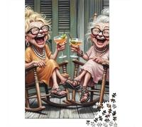 Old Ladies Laughing1000pc Cardboard Grannies Toast Jigsaw Puzzle for Adults Hard Difficult Challenge Office Break Stress Relief Home Decoration 38x26cm/1000pcs