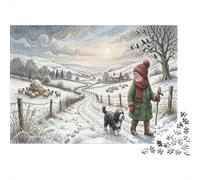 Old Lady 1000 Piece Puzzle Winter Countryside for Relaxation First-Time Jigsaw Users Memory Improvement Small Gift Idea 52x38cm/1000pcs