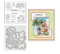 Old Lady by the Seaside Silicone Clear Stamp with Carbon Steel Die-Cut for Scrapbooking & Journal Decorations DIY Album Card Making Supplies