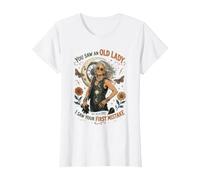 Old Lady First Mistake Wild Tough Biker Woman Bold Graphic T-Shirt