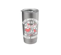 Old Lady On Roller Skates - Roller Skating Roller Derby Stainless Steel Insulated Tumbler